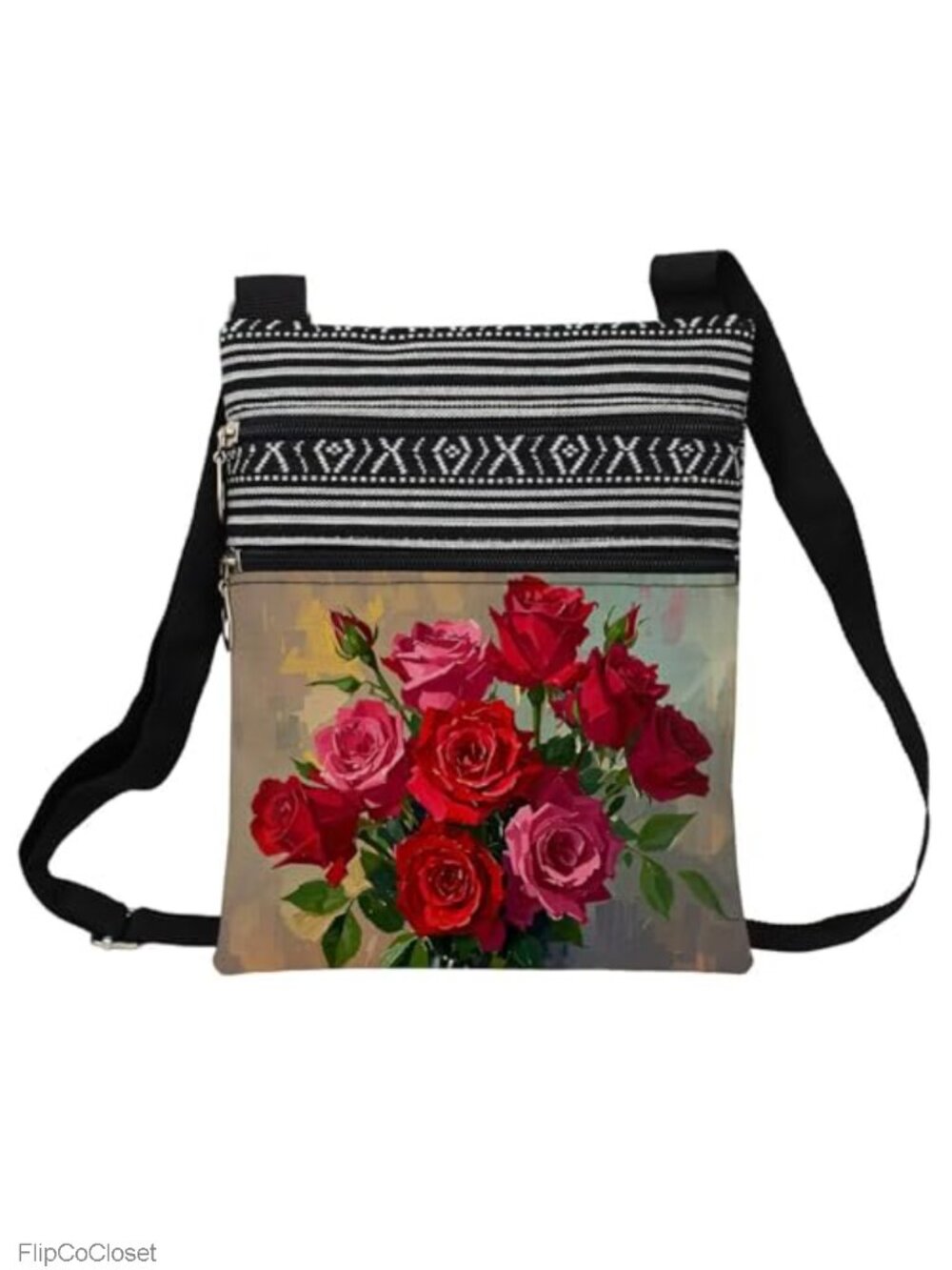 Floral Printed Small Ethnic Crossbody Bag Adjustable Strap